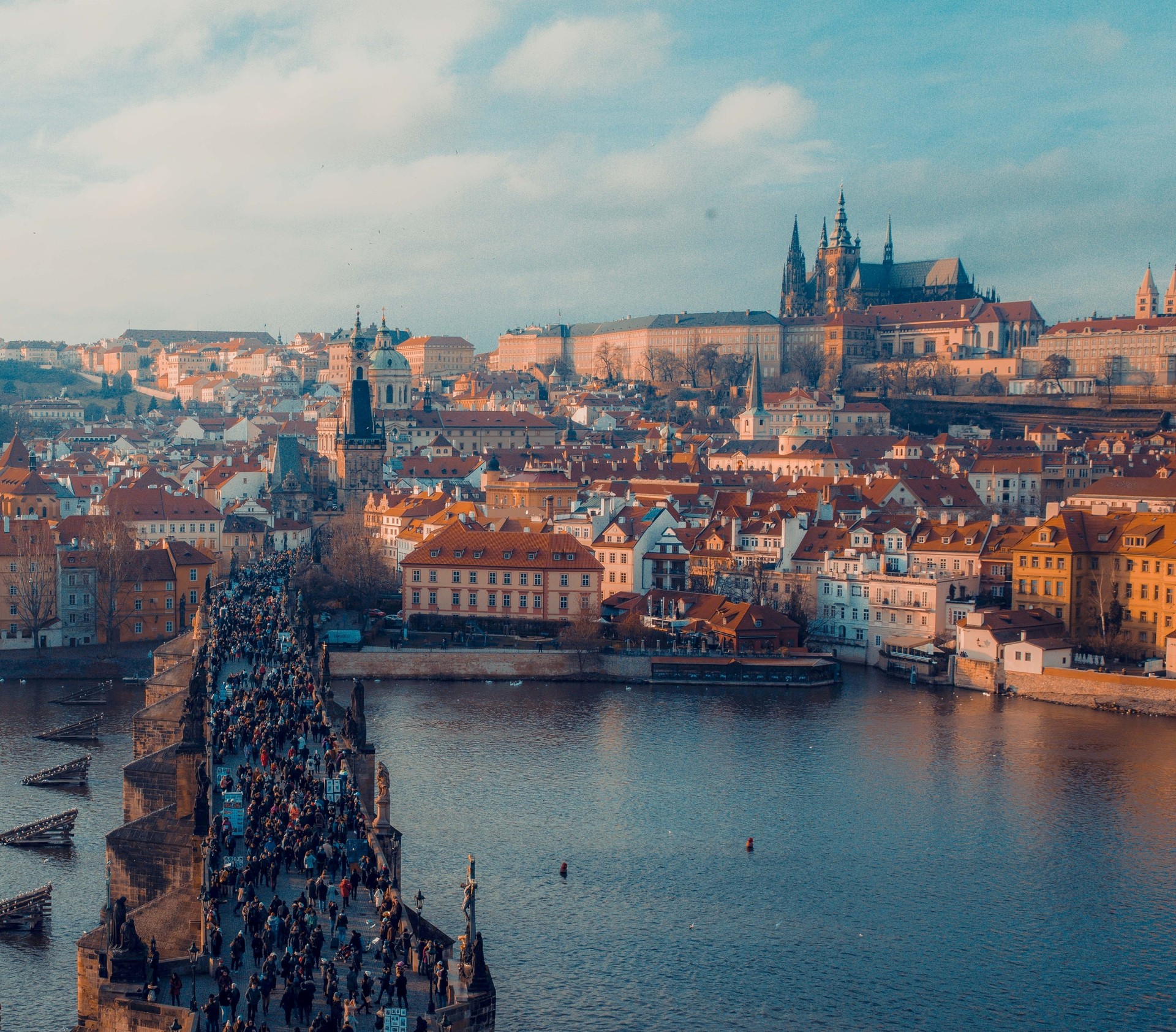 View of Prague and Charles Bridge.